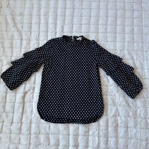 LOFT - Button Back Blouse with Ruffled Sleeves